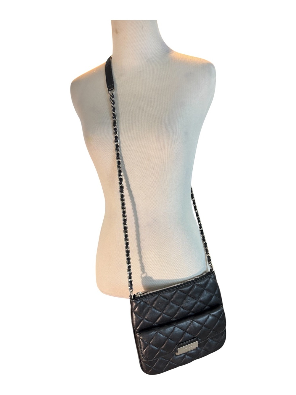 Michael Kors Black Quilted Crossbody with Chain Strap